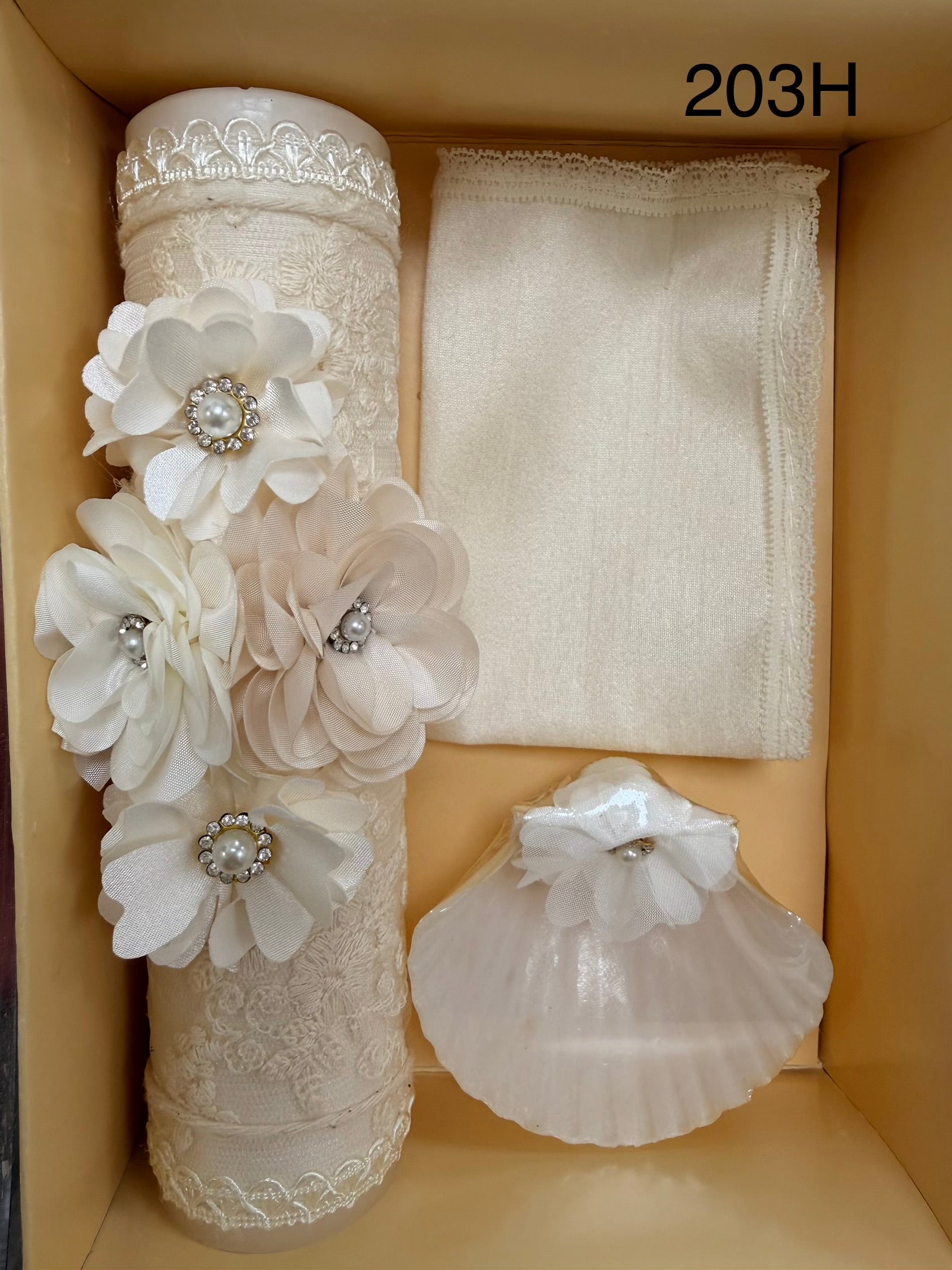 203-Beige Floral Lace
