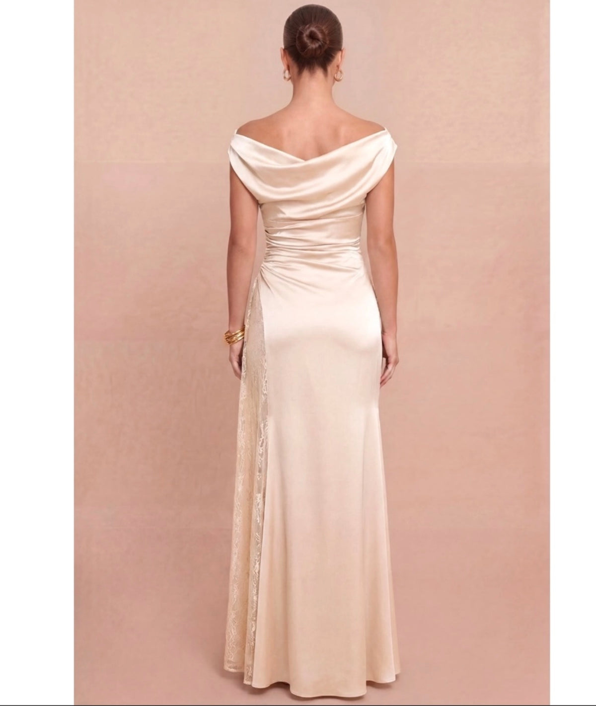 Lace Inset Maxi Satin Dress
