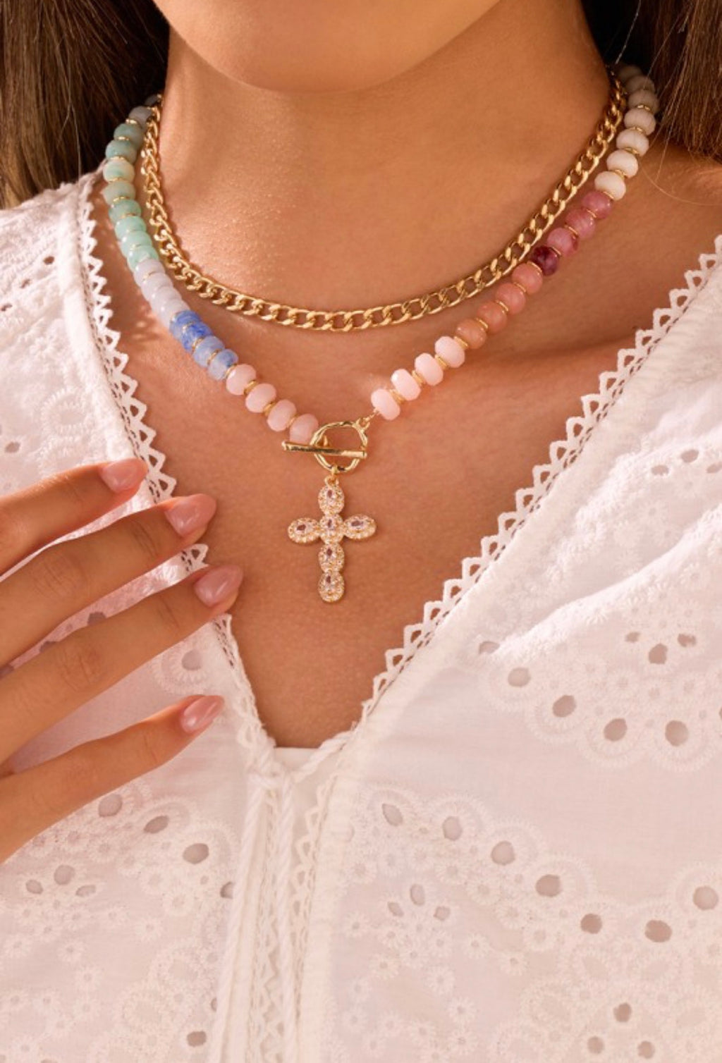 Multi Layer Pendant Resin Beaded Necklaces