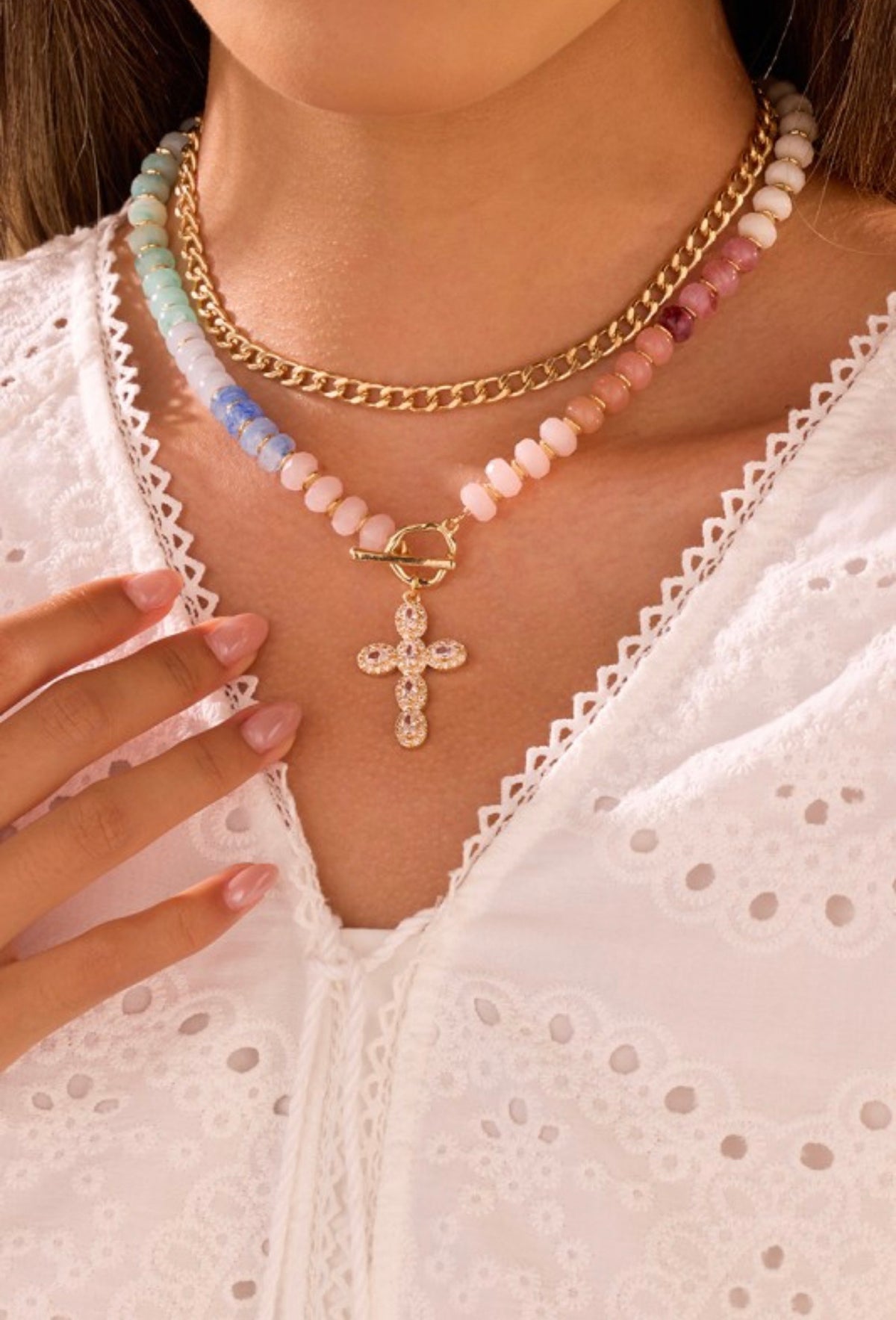 Multi Layer Pendant Resin Beaded Necklaces