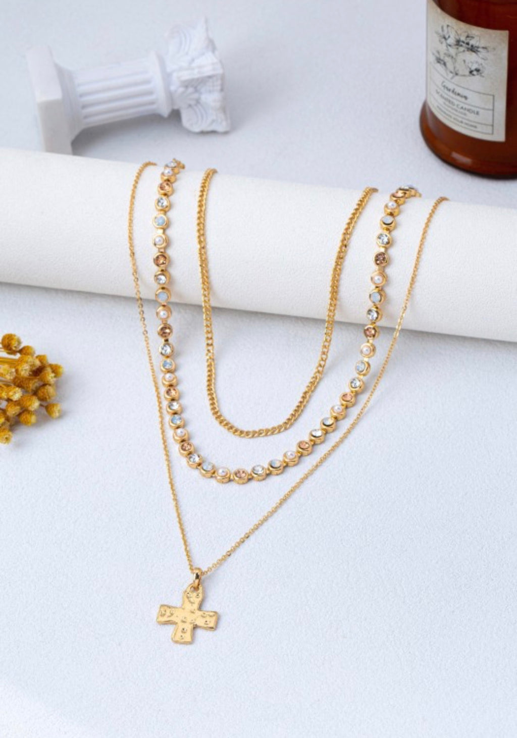 Multi-Layered Cross Pendant Necklace