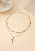 18k Stainless Steel Tarnish Free Cross Layered Necklace