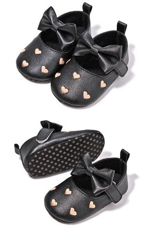 Black with Gold Heart Infant Shoes