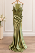 Olive Greenery Embroidered Dress