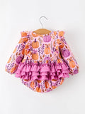 Pretty Pumpkin Girls Romper with Ruffle Bow