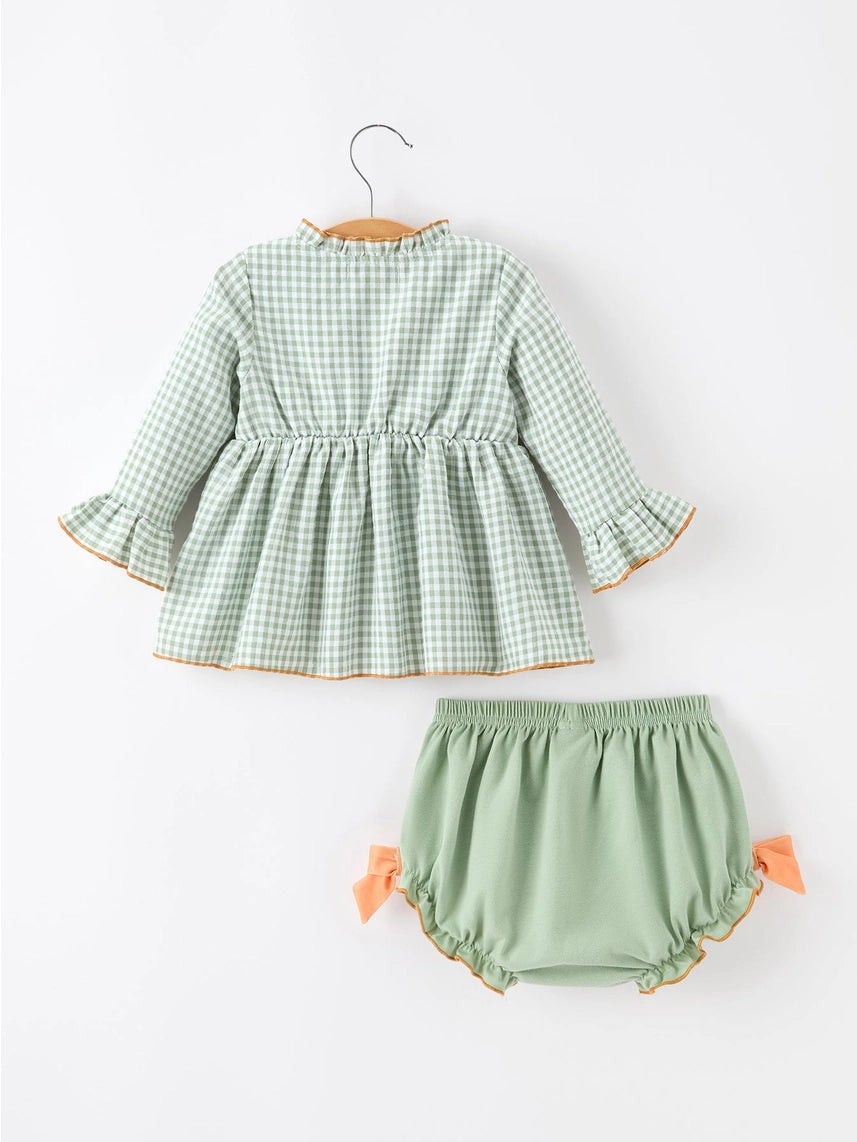 Fall Plaid Baby Girl Outfit 2 piece Set